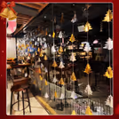 Christmas Bakery Glass facade decoration with 3d tree hangings