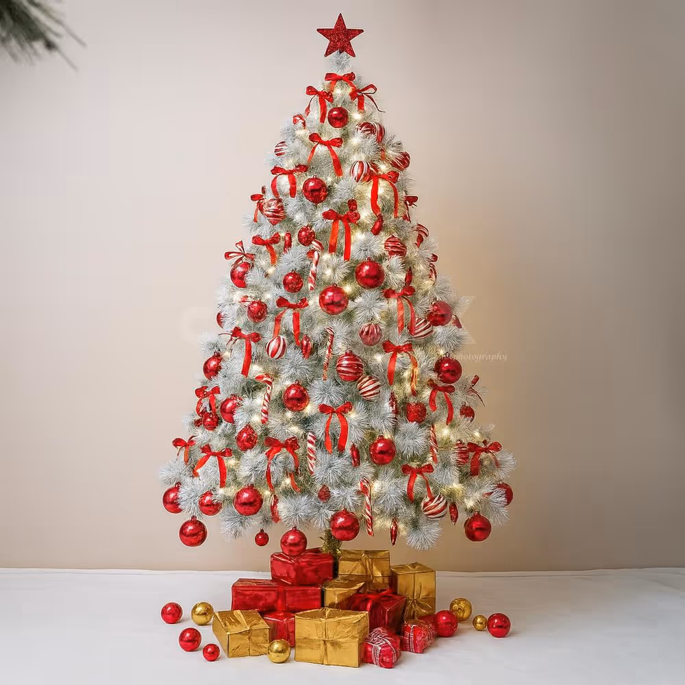 Europen red and white christmas tree