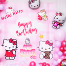 Heart and sphere Hello Kitty foil balloons illuminate the atmosphere.