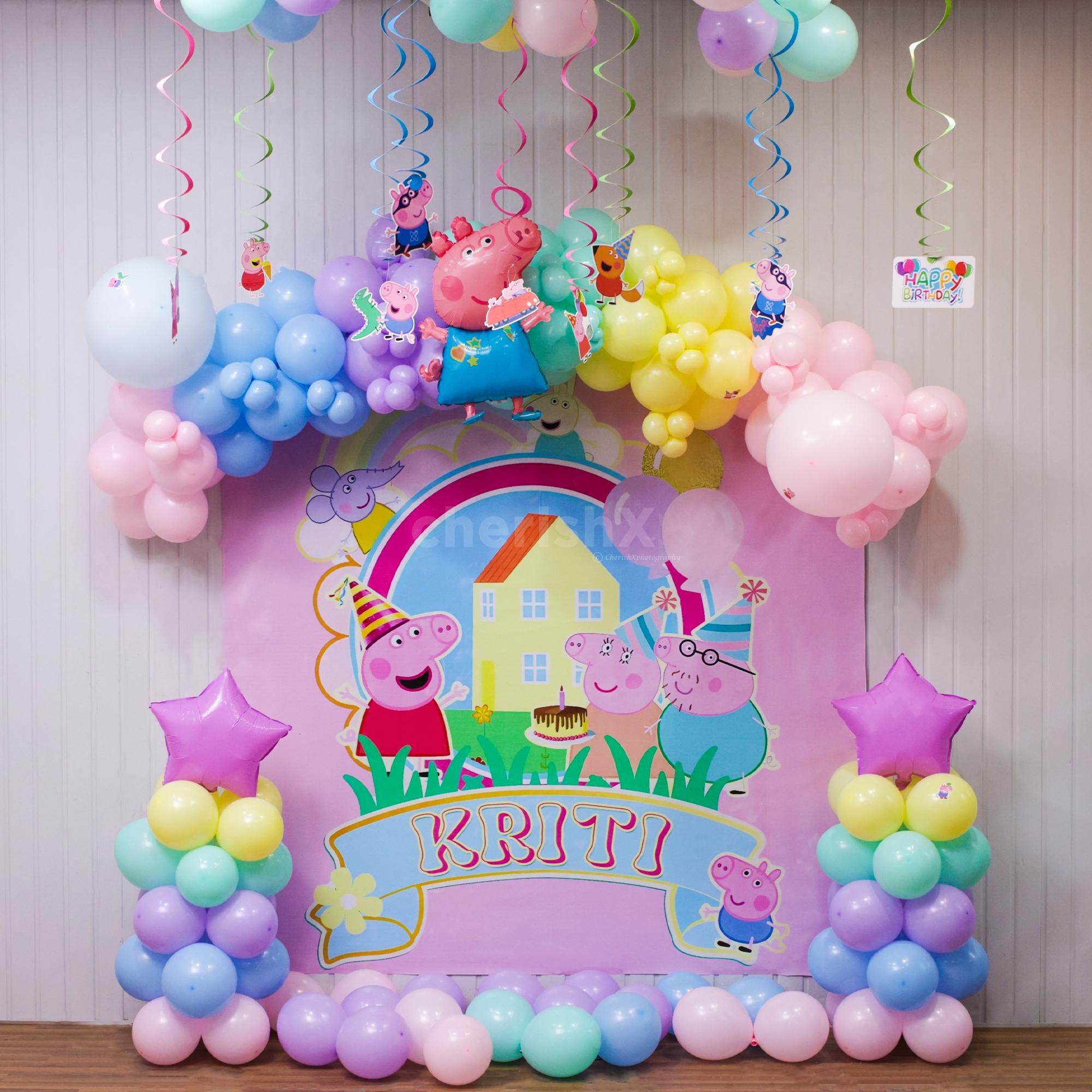 Stickers On Pastel Walls Set The Peppa Vibe For The Cutest Birthday Photo Moments