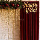 Golden foil frill curtains create glittery shine and shimmer with the cascading effect.