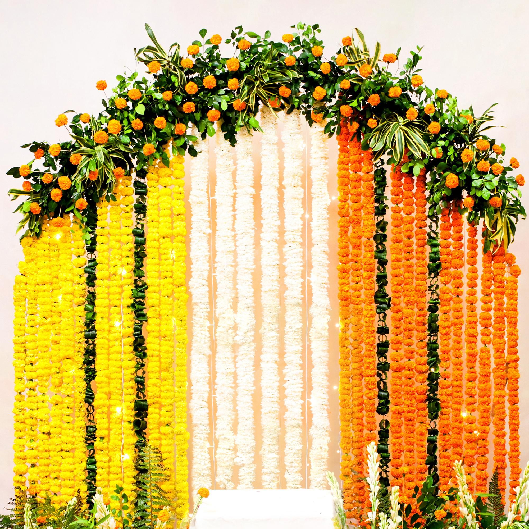 Fairy lights sparkle for evening poojas and create a perfect backdrop for photographs