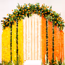 Fairy lights sparkle for evening poojas and create a perfect backdrop for photographs