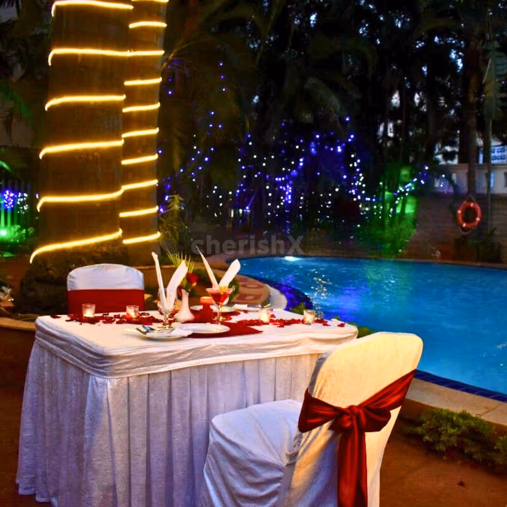Poolside Candlelight Dinner at Halcyon, Bangalore