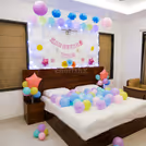 Sunflower and star foil balloons and decor create a whimsical charm.