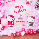 A romantic pink and purple area is ideal for birthday photos.