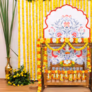 Bouquet of mixed leaves and marigold flowers touches souls