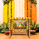 Fresh blooms, soft lights, and colours together create the perfect cradle moments.