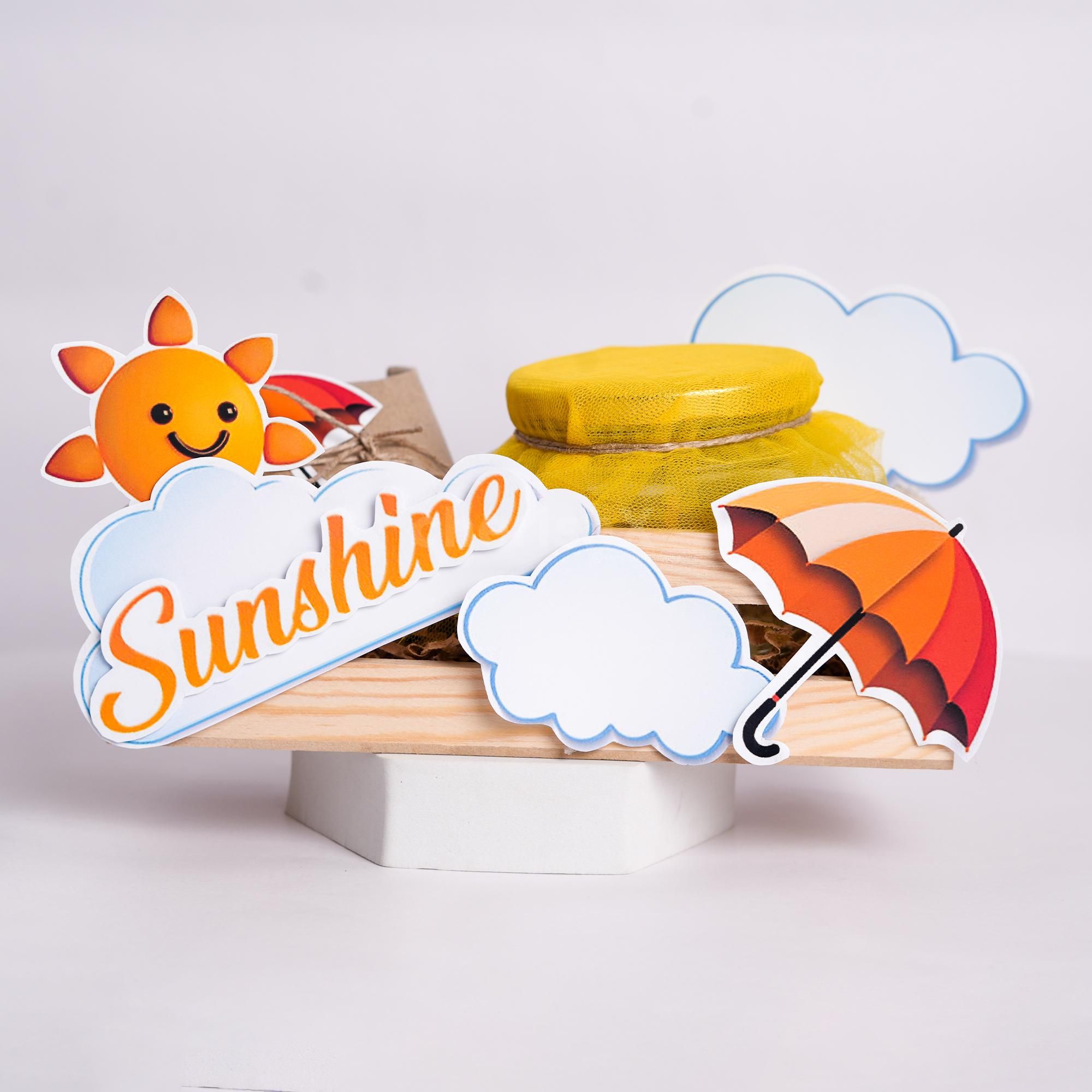 A sunshine-themed birthday hamper filled with warmth and happiness.