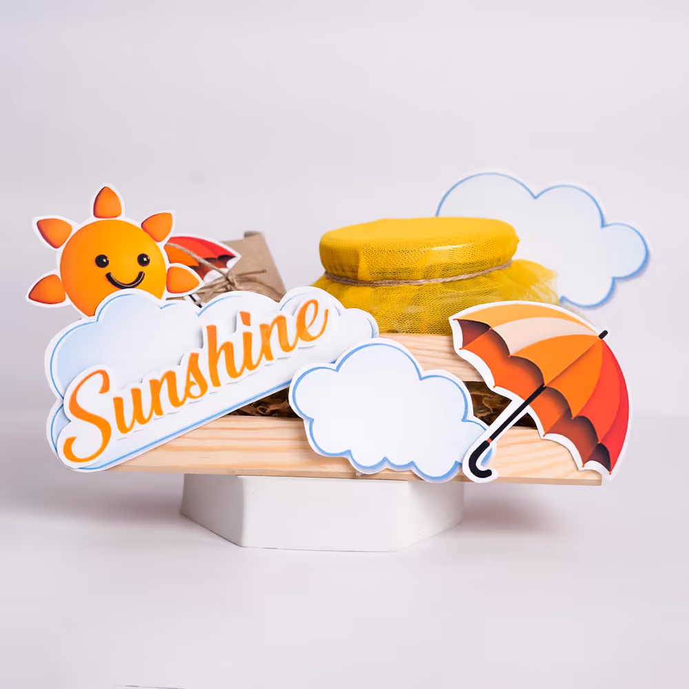 A sunshine-themed birthday hamper filled with warmth and happiness.