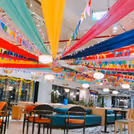 Warm lighting enhances the cozy celebratory atmosphere instantly.