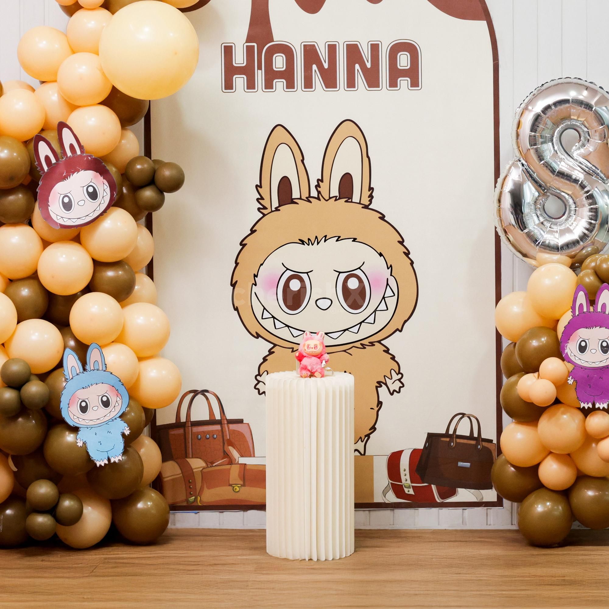 Quirky Labubu character cutouts and print on the flex brightens up the scene