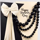 Bold black-and-beige contrast makes an eye-catching backdrop at events