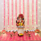White flower garlands add to the purity of the decor, breathing life into it