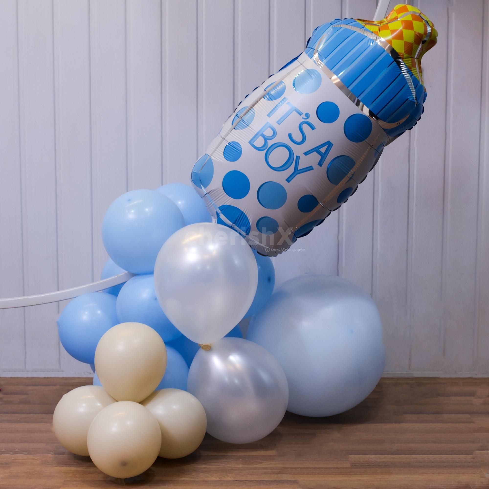 Silver moon comes down on Earth literally as a newborn and foil Balloon