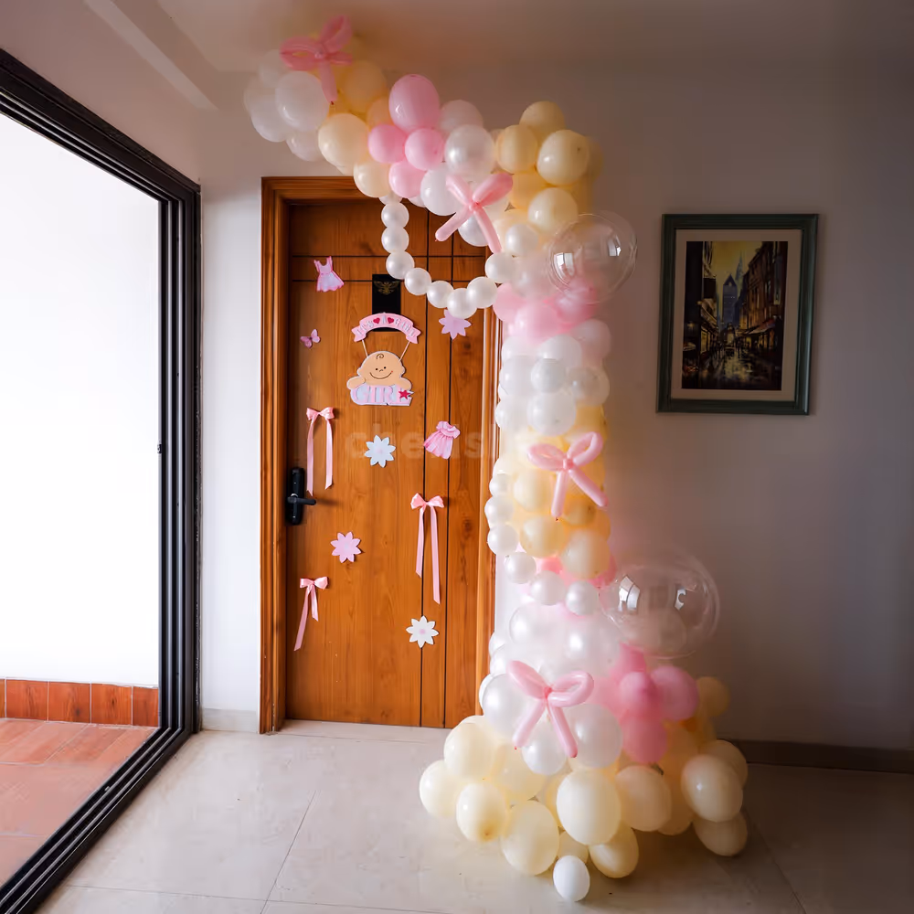 A love-dressed doorway and balloons