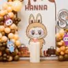 Quirky Labubu character cutouts and print on the flex brightens up the scene