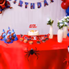Balloon pillars resonating with spider theme for kid's birthday showdown