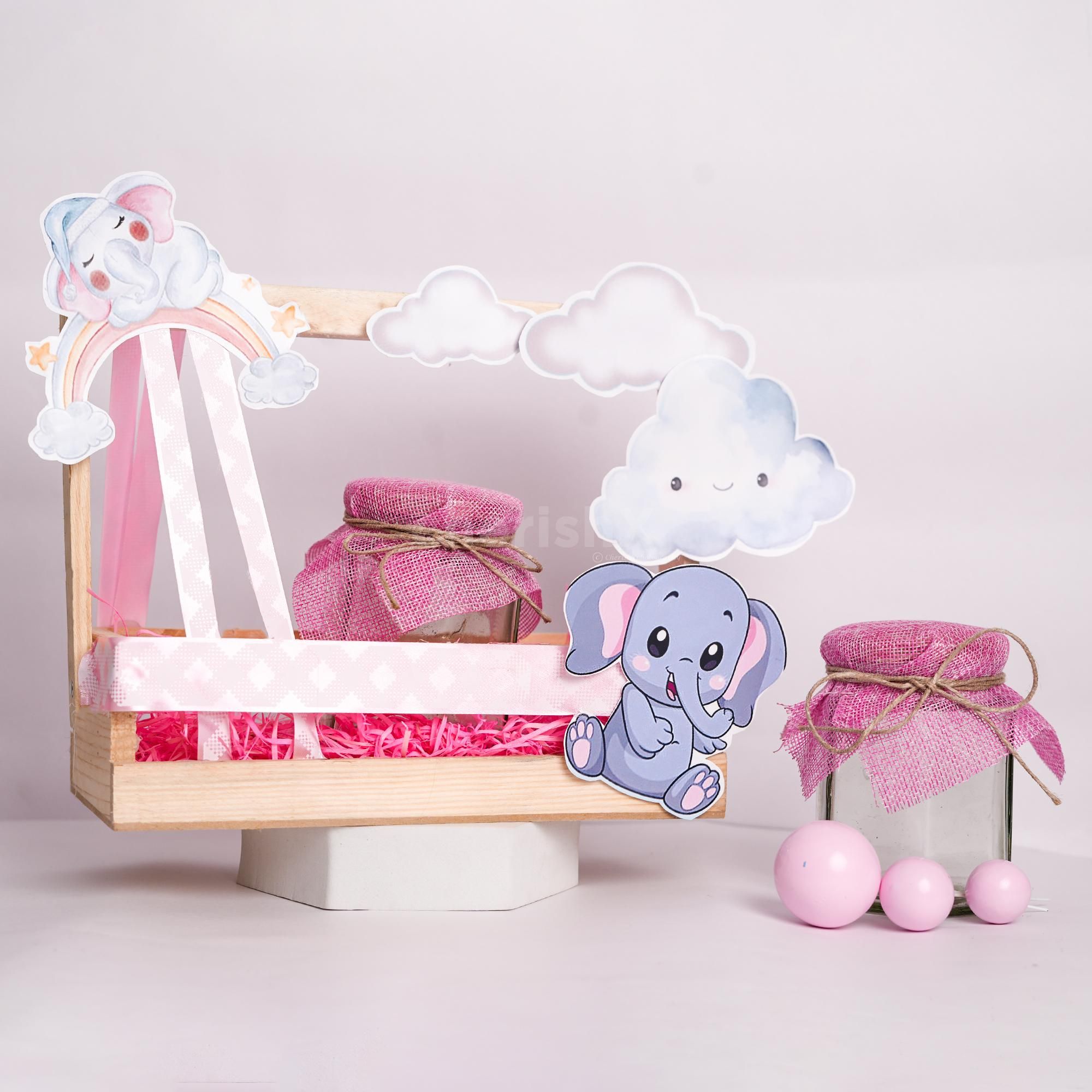 Pink-themed jars, too-cute-to-resist and a beautiful wooden crate.