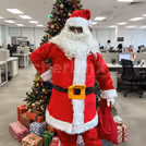 High-quality Santa costume and makeup for a realistic appearance.