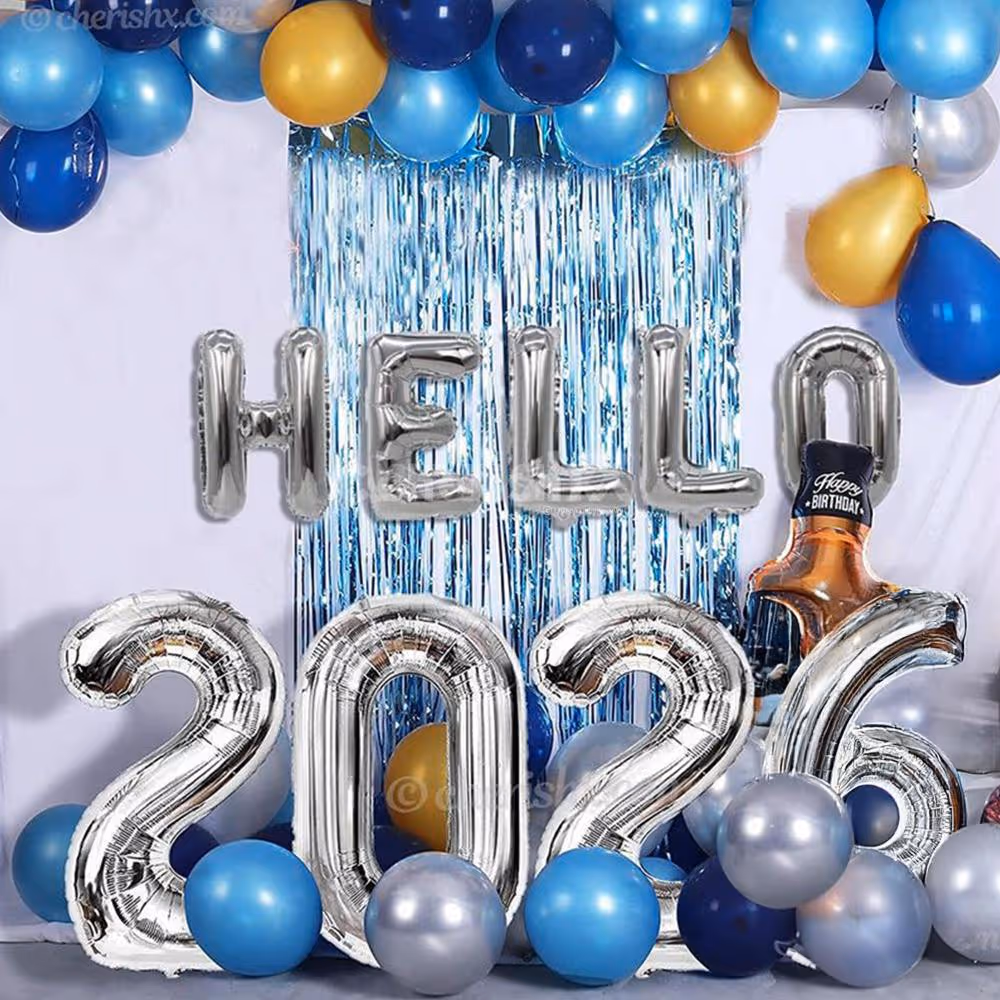 Make your party memorable by adding this Blue and Silver Themed Balloon Decor!