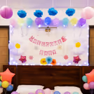 A pastel balloon bed arrangement brings gentle happiness to your baby's arrival.