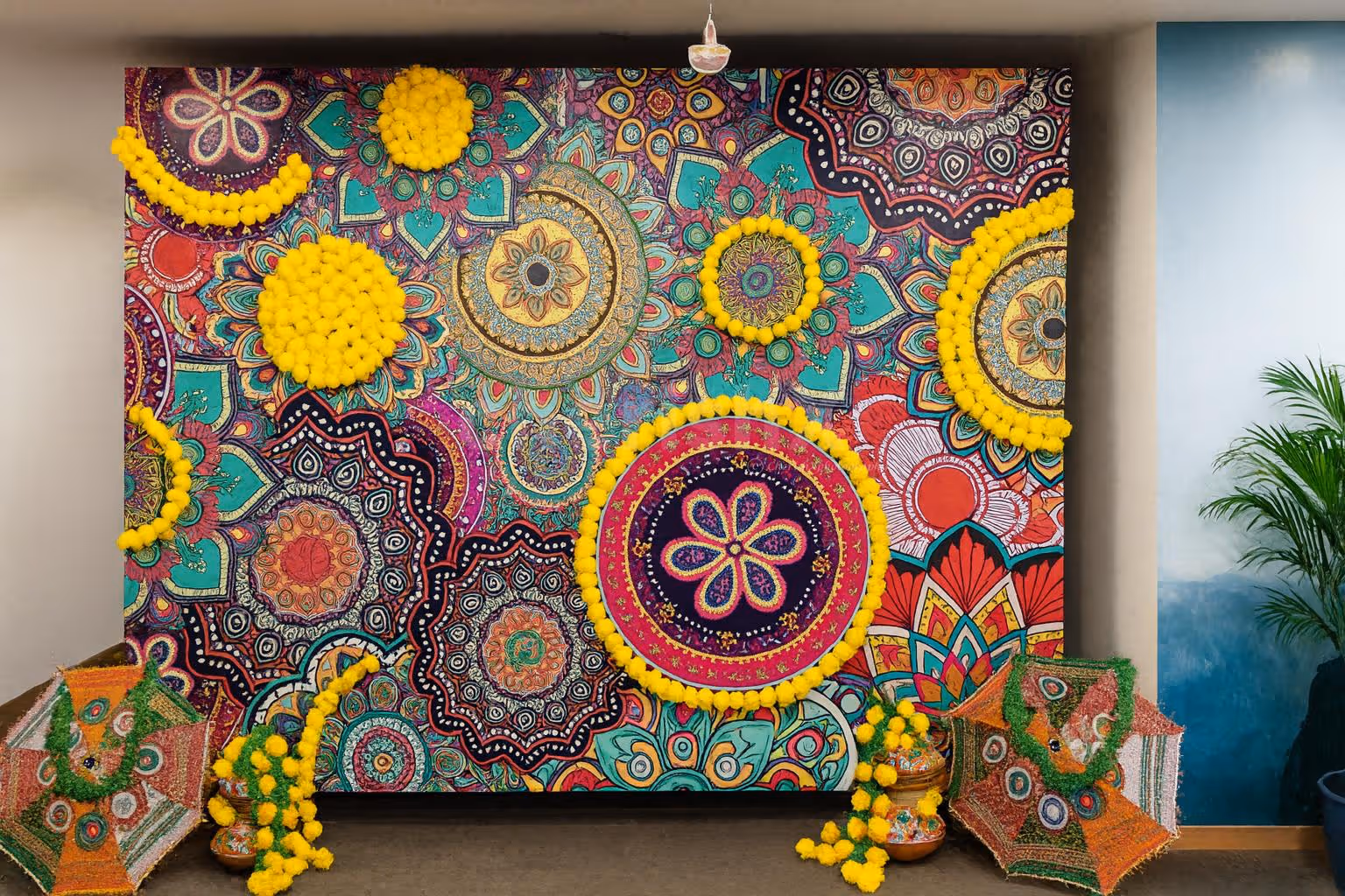 Mandala Decoration for Office Backdrop for Diwali