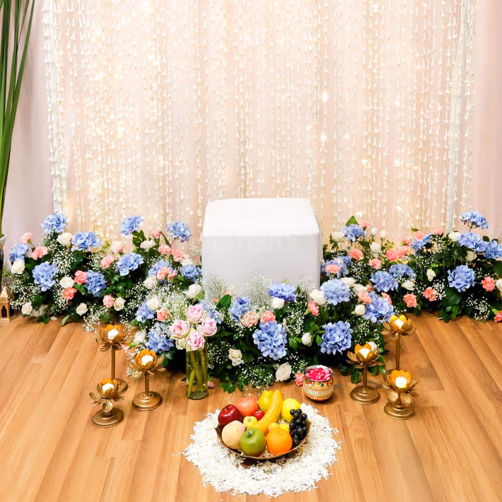 Fairy lights infuses subtle softness to the overall setup creating a joyful ambiance