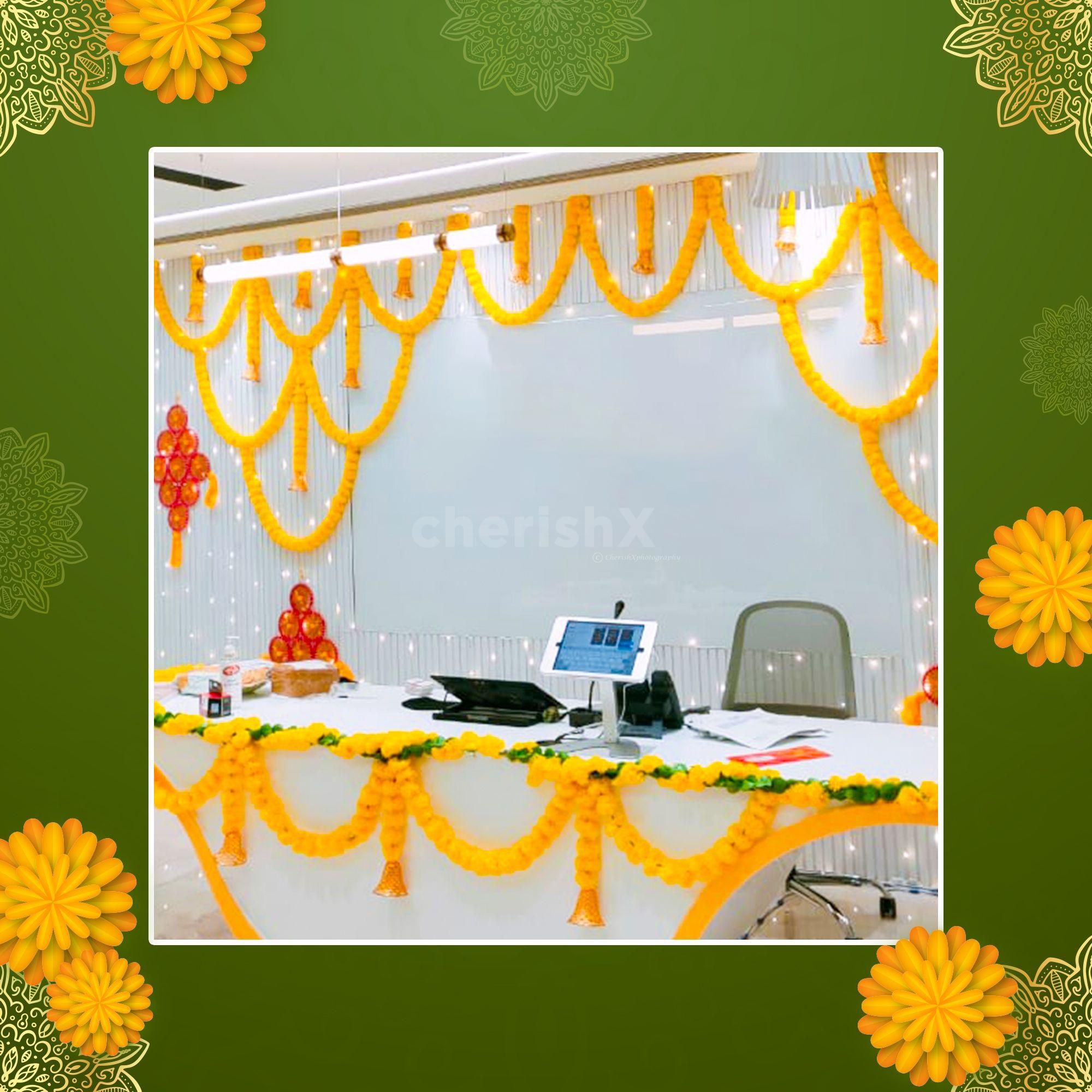 A set of pixel lights and multi-color fabric tassels, create a playful and vibrant workspace atmosphere.