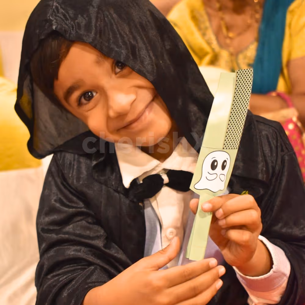 Kids decorating their spooky flying copters