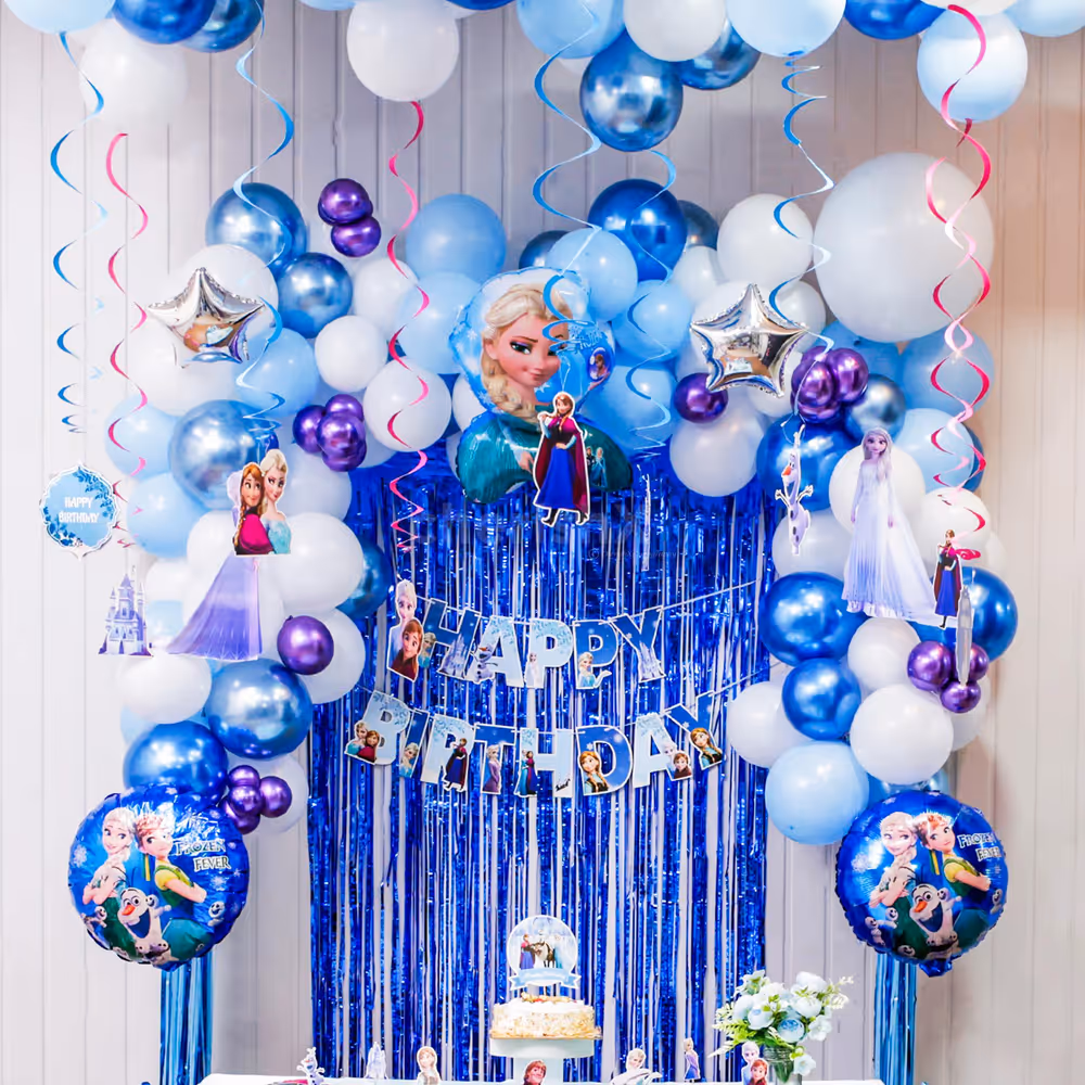 Stickers swirls and balloon bunches for playful energy of an Instagram-worthy  birthday bash