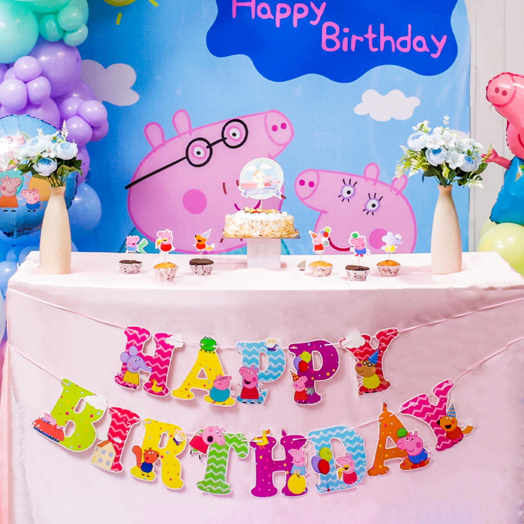 Free floating balloons add soft magic to peppa pig birthday celebration