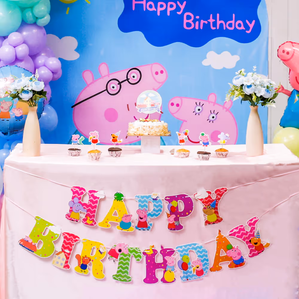 Free floating balloons add soft magic to peppa pig birthday celebration