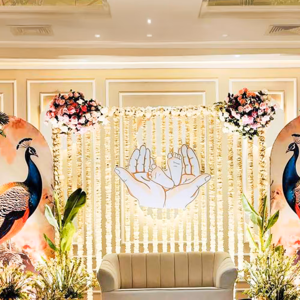 Fresh flowers' fragrant bunches add  purity symbolising renewal and beauty