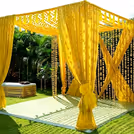 Yellow marigold petals provide a scented touch of tradition.