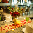 flower petal decor with candles for date night