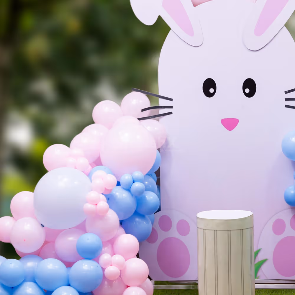 Minimal decor in pastel pinks and blues for indoor and outdoor celebrations