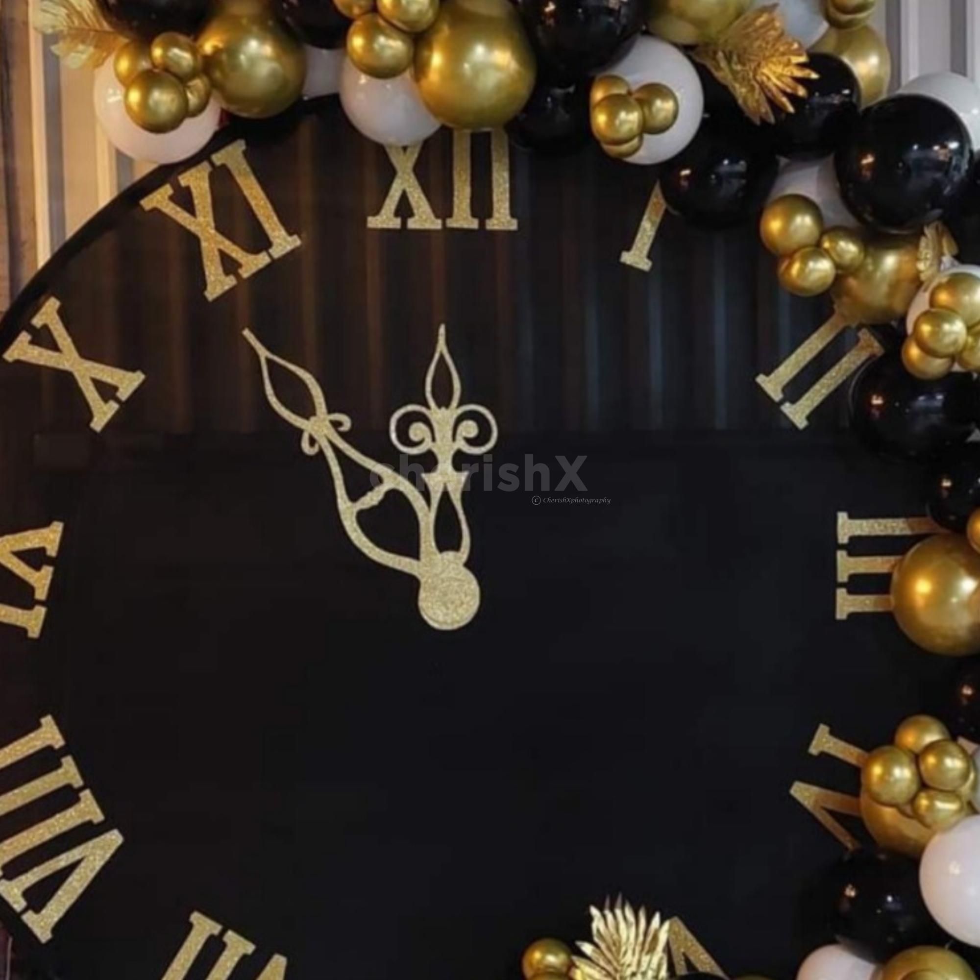 Golden artificial palm leaves with metallic gold coating shine brightly reflecting lights.