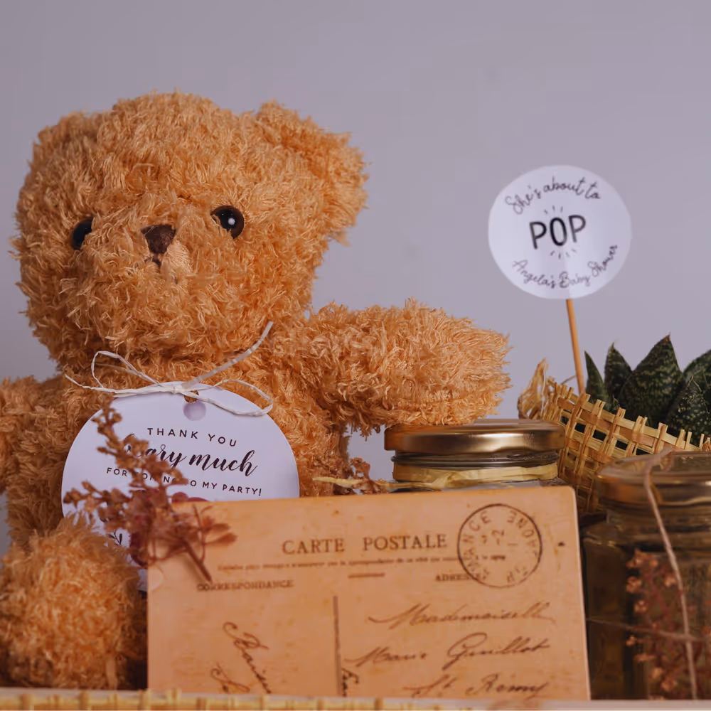 Handmade rustic teddy hamper to carry love and memories for life.