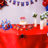 Balloon pillars resonating with spider theme for kid's birthday showdown