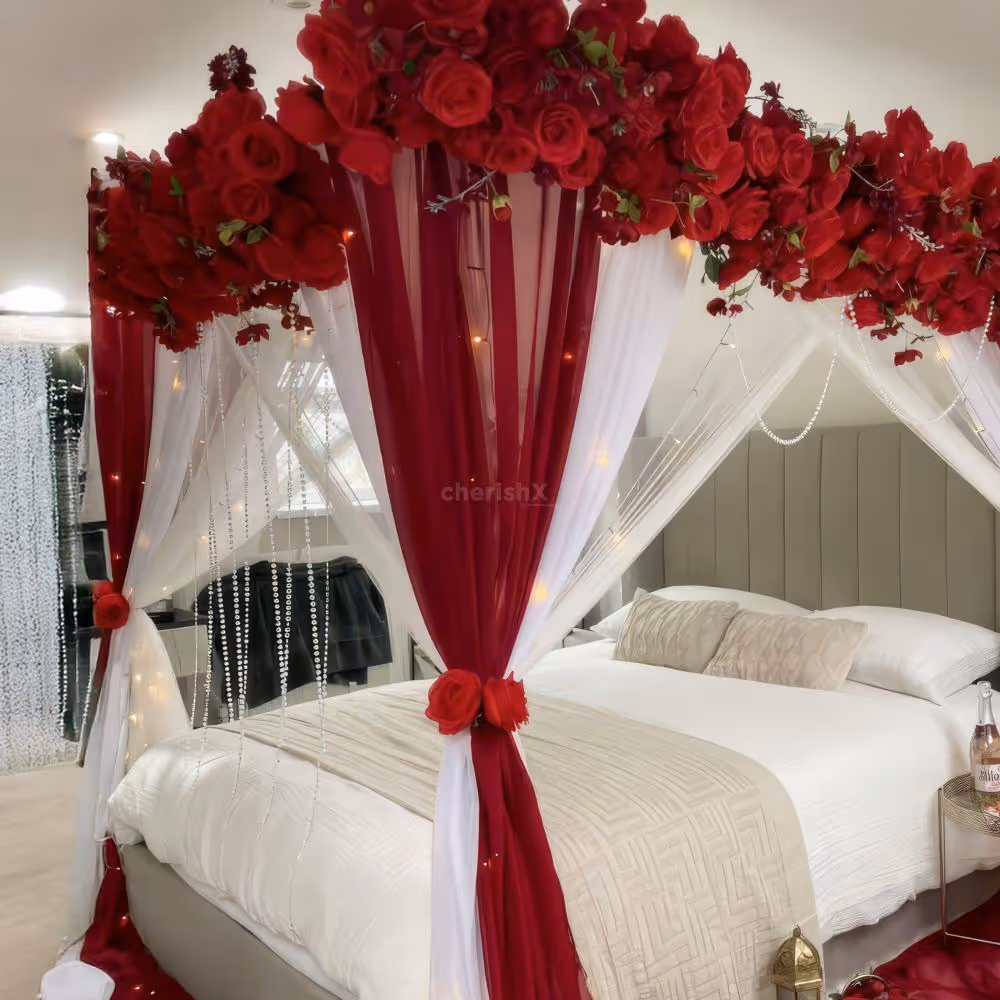 Warm white first lights, lamps and candles create glowing effect for magical moments