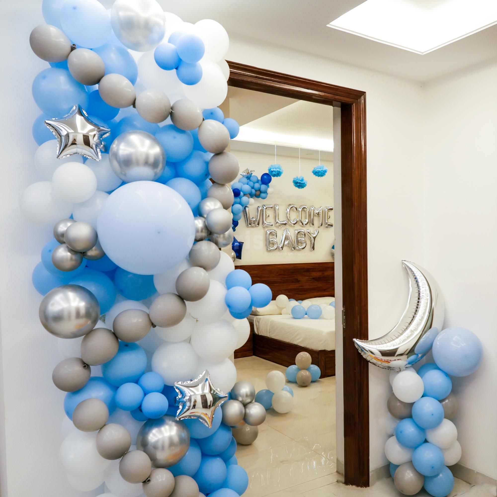 Moon and star foil balloons bring a heavenly touch to your entrance.