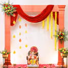 Sturdy Sunboard cutout with stand that defines the puja space elegance