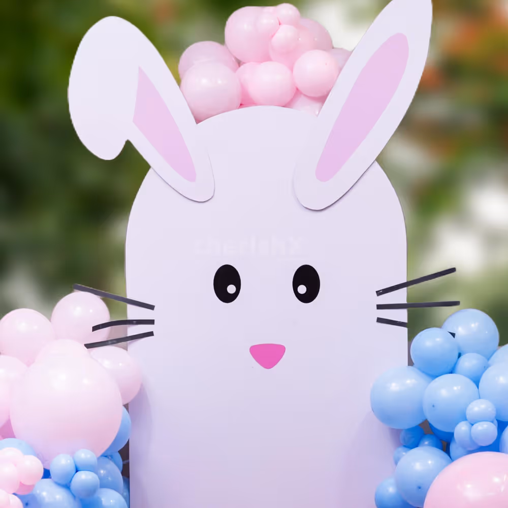 Larger-than-life bunny figure of sunboard conveys both character and elegance