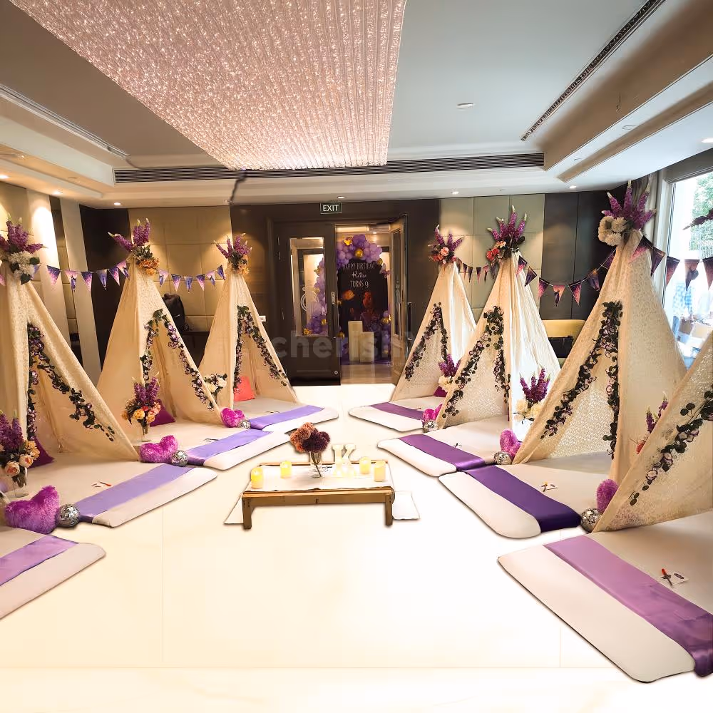 Add sparkle to the sleepover with beautiful decor on the Teepee Tents