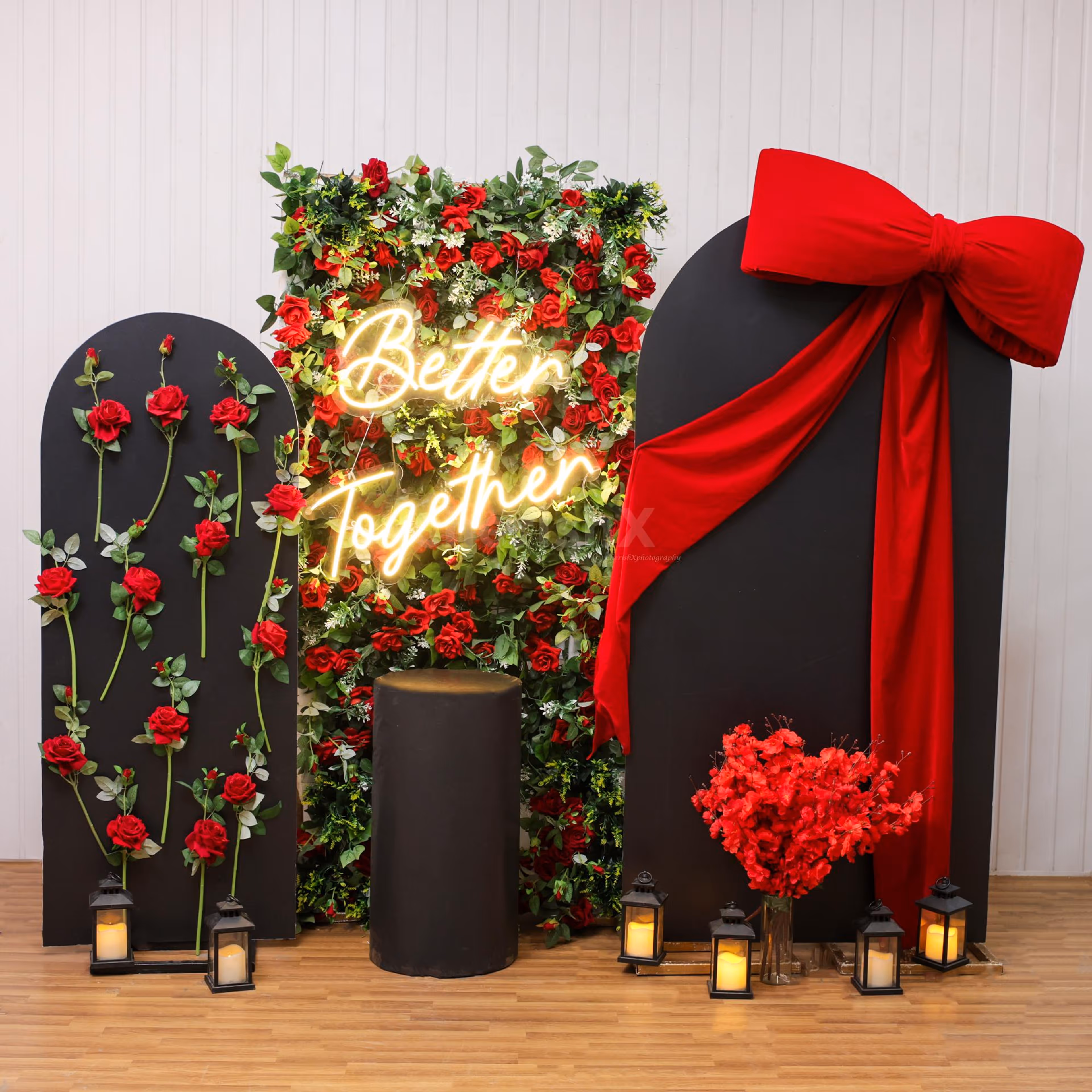 Red roses and dramatic backdrops for classic romance