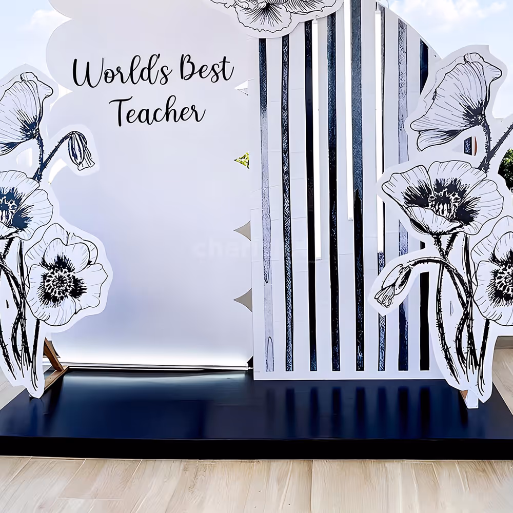 Custom sun board cut-outs in a set pattern create a unique and elegant décor