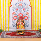 Two vibrant bouquets complete the ceremonial look and add colors