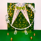Haldi board shines with the floral designs highlighting the beauty of Indian traditions.