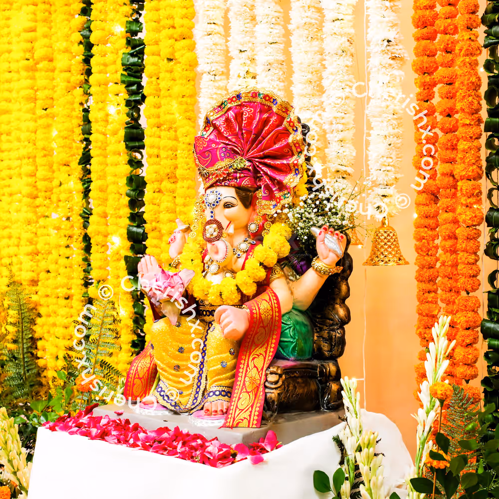 Lotus-shaped candle stands and pots reminds of purity and peace of puja